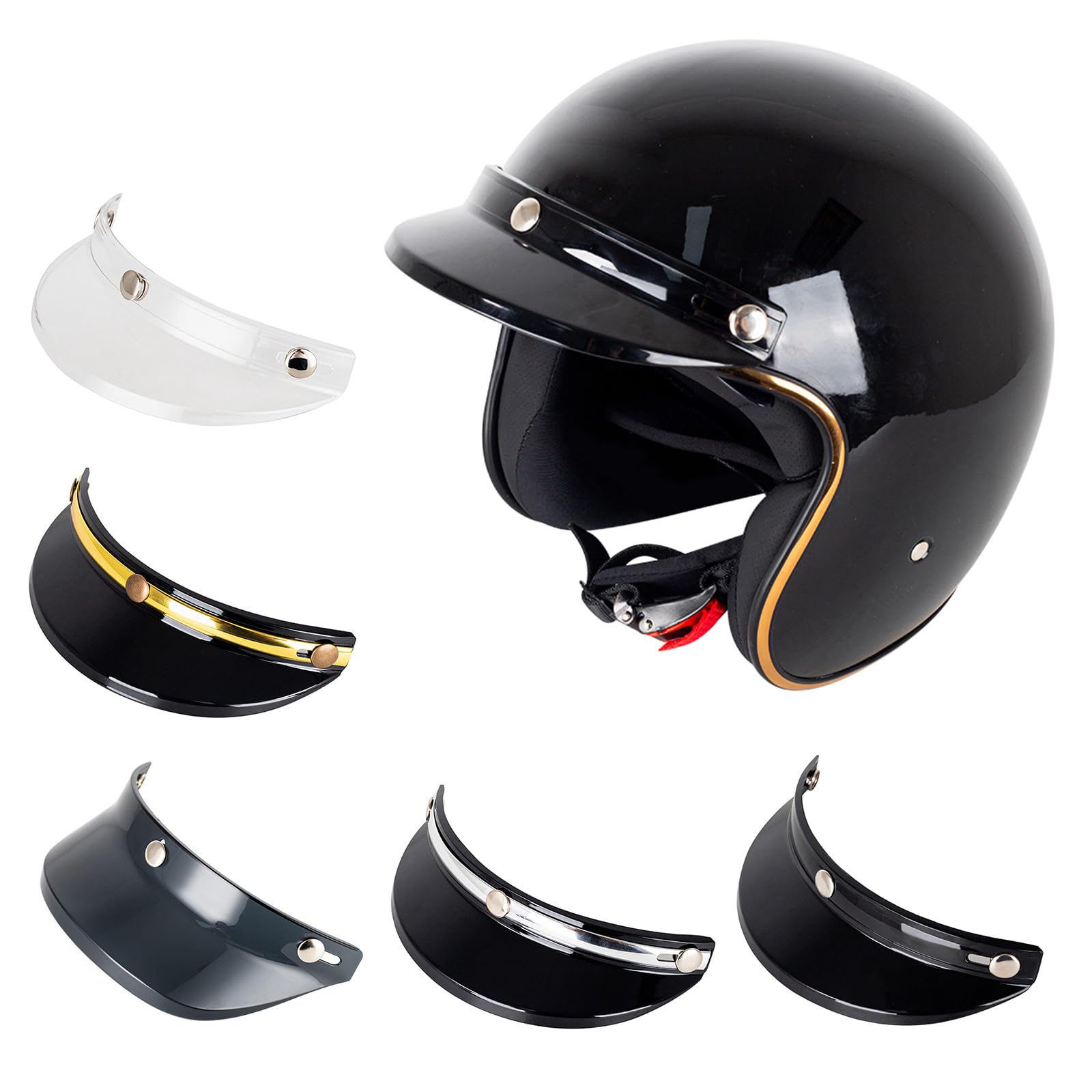 Amazon | 3バイクヘルメットのスナップボタンシールド標準の3スナップ